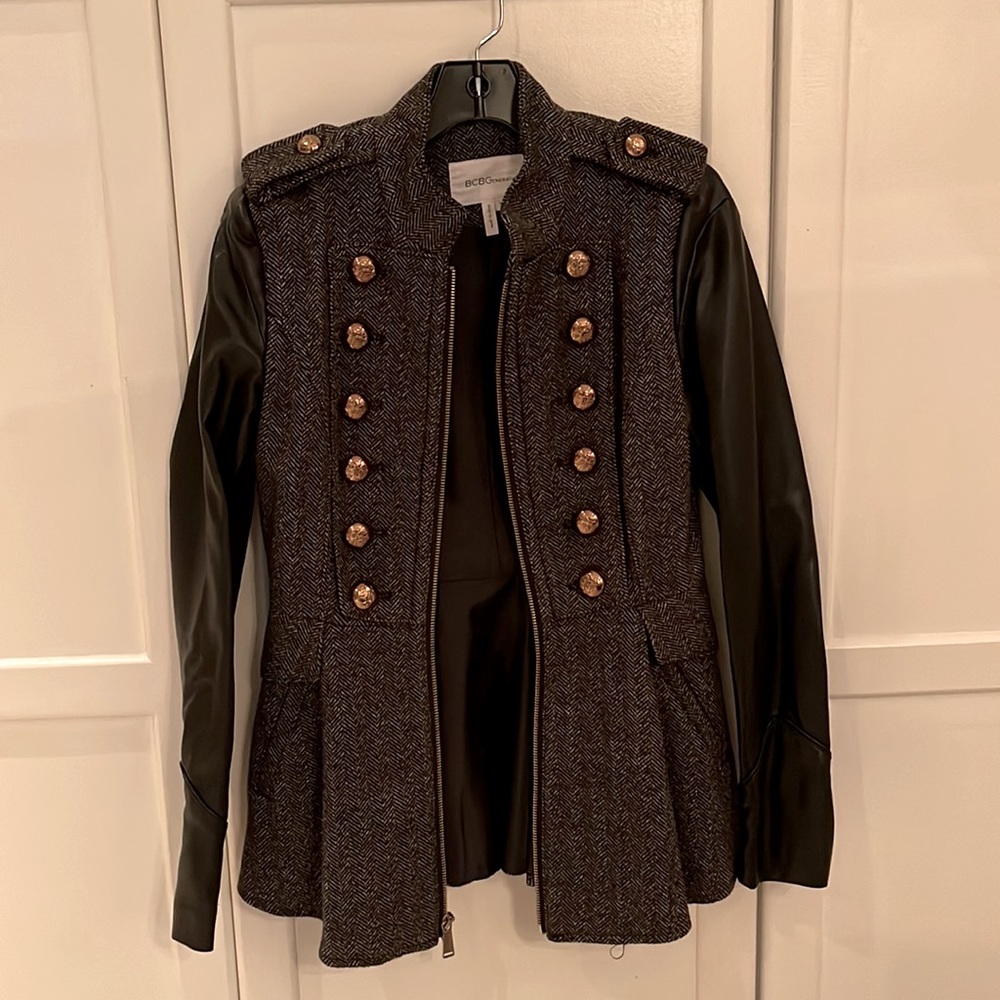 New BCBGeneration Tweed & Faux Leather Military Jacket❣️ - Picture 7 of 11
